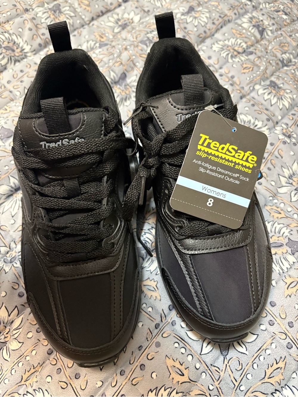 TredSafe Womens Black Slip-Resistant Comfort Sneakers